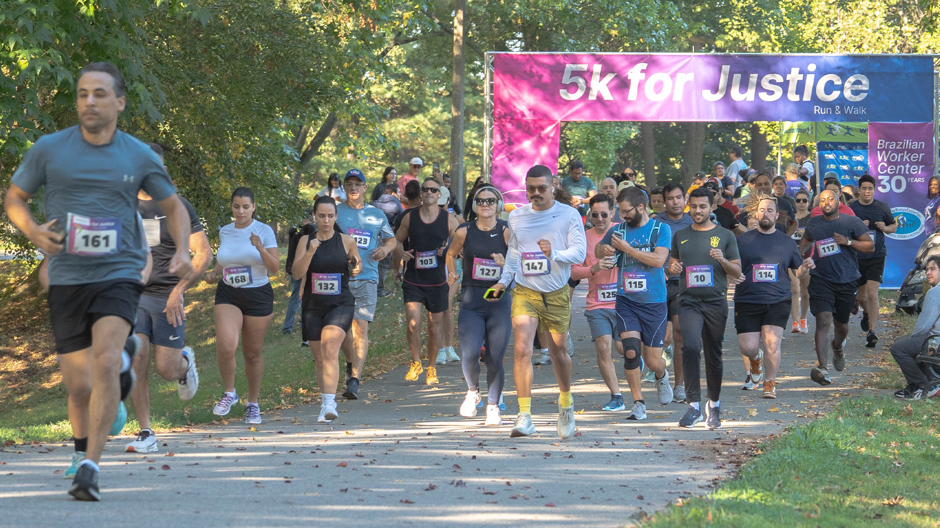Diverse community of runners at the 5K for Justice